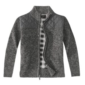 Gioberti Boy's Knitted Full Zip Cardigan Sweater with Soft Brushed Flannel Lining, Melange Charcoal, Size 12