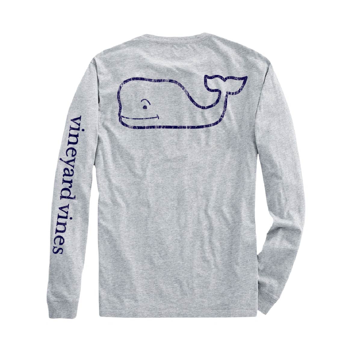 vineyard vines Kids' Long Sleeve Vintage Whale Pocket T-shirt, Grey Heather, Large