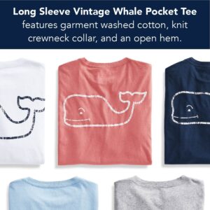 vineyard vines Kids' Long Sleeve Vintage Whale Pocket T-shirt, Grey Heather, Large