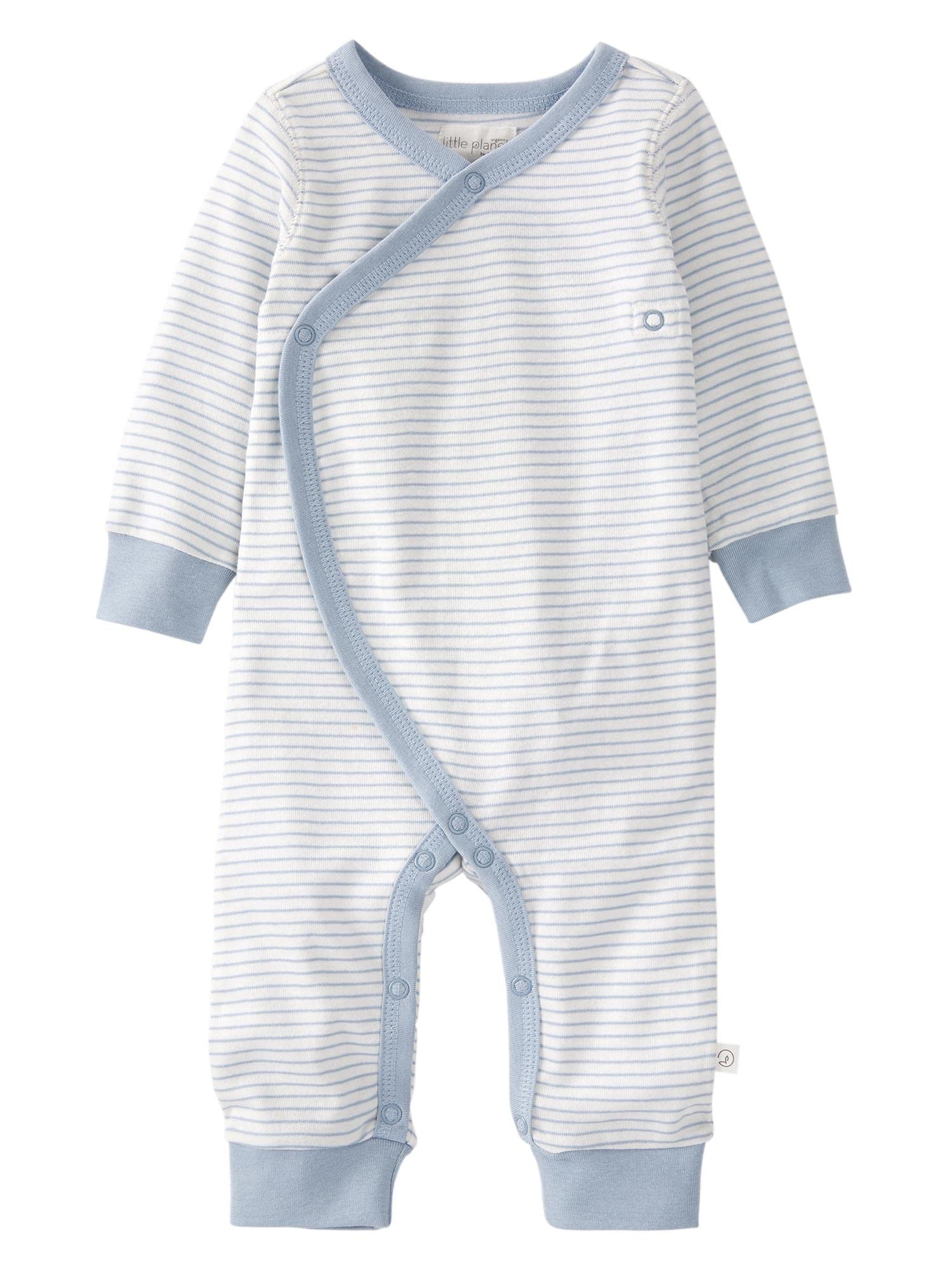 little planet by carter's unisex-baby Organic Cotton Wrap Sleep & Play, Seal Blue Stripes, 3 Months