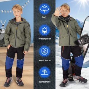 Toomett Boys clothes Snow Pants,Girls Kids Fleece-Lined Soft Shell Hiking Insulated Waterproof snowboard Pants Outdoor,1510,Black/Dark Blue,6-7Years