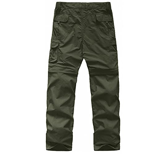 linlon Kids' Cargo Pants, Boy's Casual Outdoor Quick Dry Waterproof Hiking Climbing Convertible Trousers #9016-Army Green-M