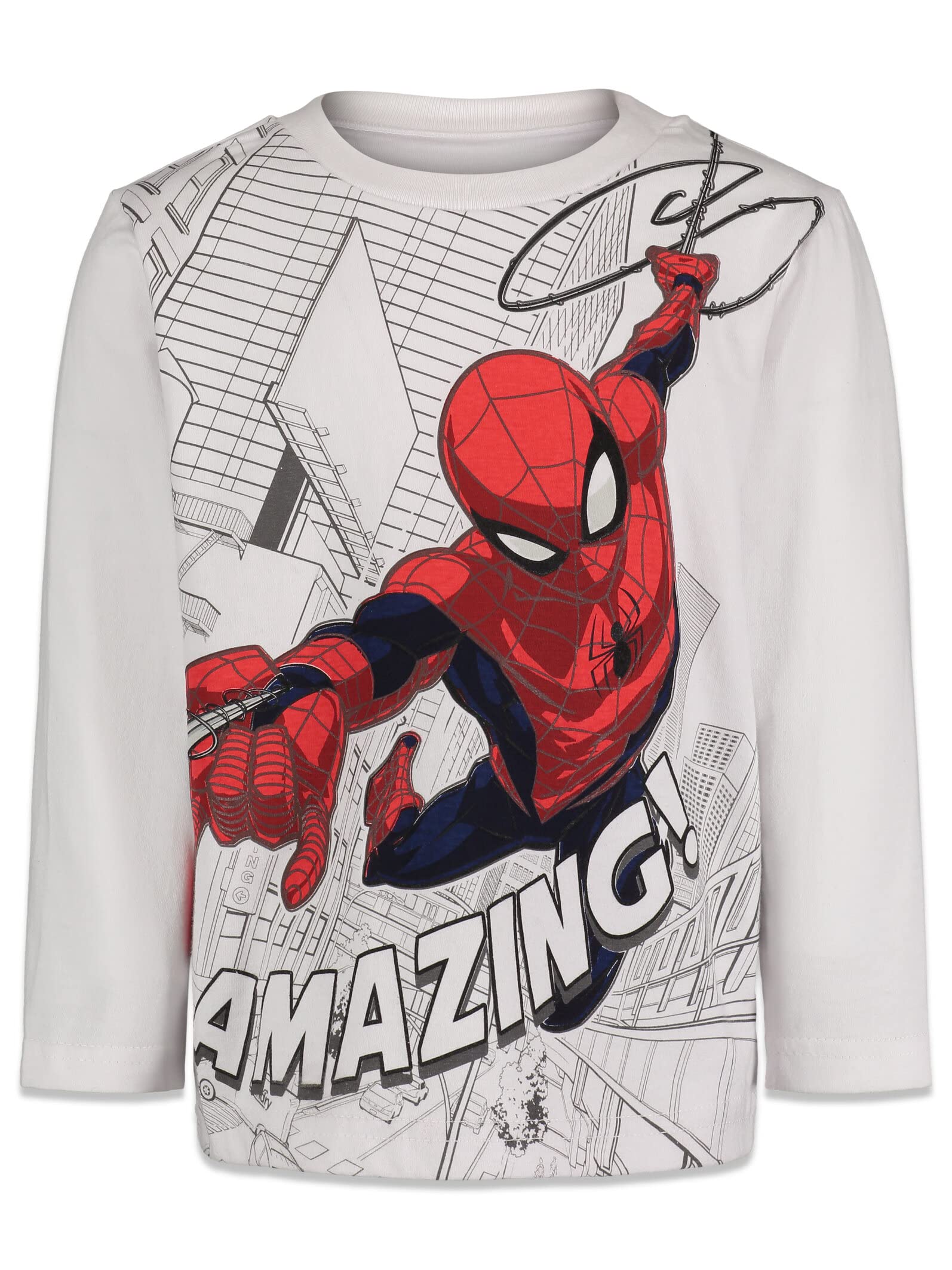 Marvel Avengers Spider-Man Toddler Boys 2 Pack Long Sleeve Graphic T-Shirts Gray/White 4T