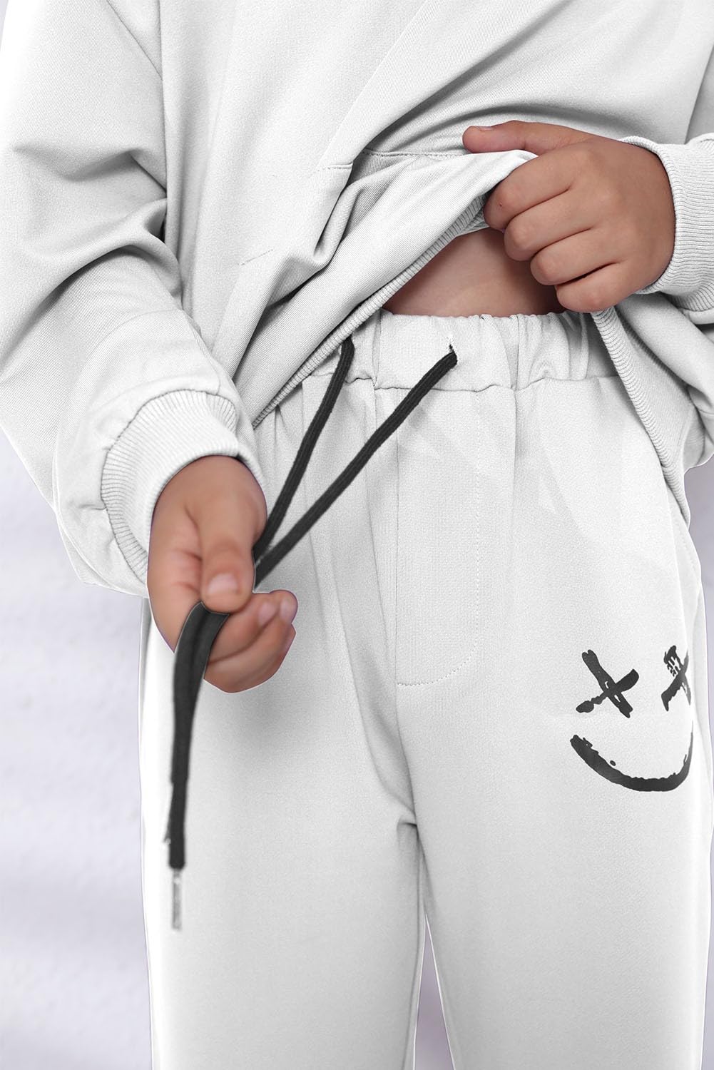 blibean Teen Boy Fall Clothes Sets Jogging Jogger Outfit Little Girl Hoodies Two Piece Sweat Pants Comfy 2pc CLothes Age 12T-13T (Size 12-13 Year) White