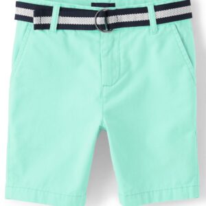 The Children's Place Boys' Belted Chino Shorts, Mellow Aqua, 6