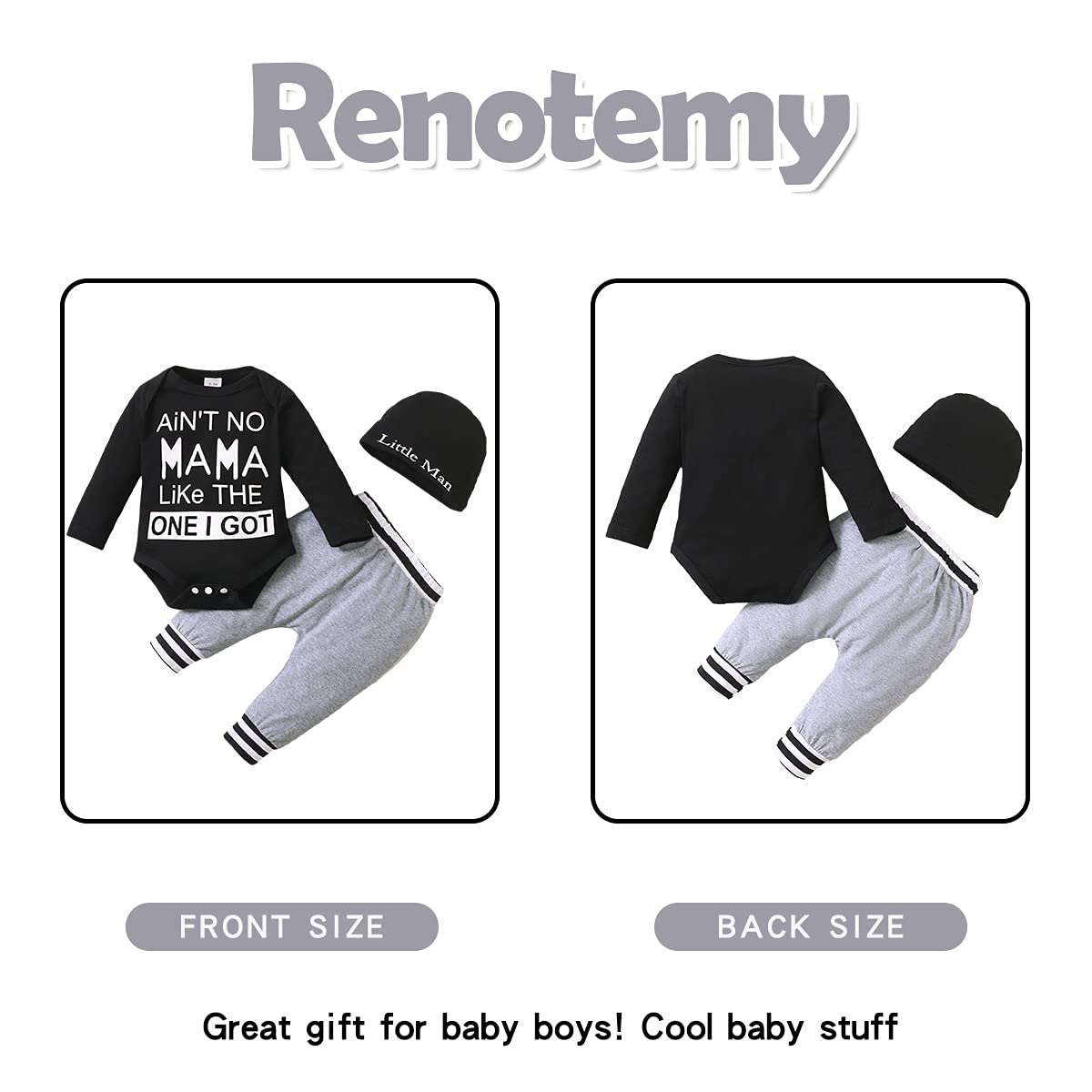 Renotemy Baby Boy Clothes Newborn Boy Outfits Set Newborn Outfits Baby Boy Clothes 0-3 Months Grey