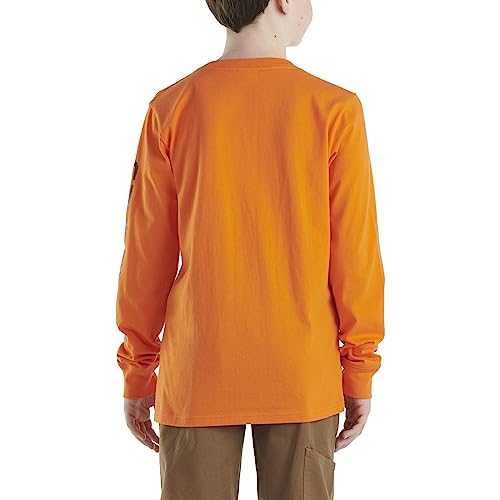 Carhartt Boys' Long Sleeve Crewneck T-Shirt with Pocket, Exotic Orange