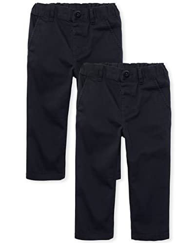 The Children's Place Baby Boys' and Toddler Stretch Skinny Chino Pants, New Navy 2-Pack, 2T