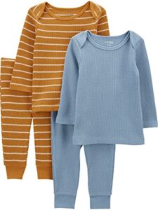 simple joys by carter's baby boys' 4-piece textured set, gold/blue, 3-6 months