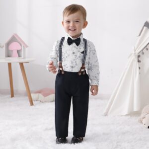 Toddler Wedding Outfit Boy Boys Suit Set Toddler Suits Formal Dress Shirt/Bowtie/Suspender Pants 2-3T