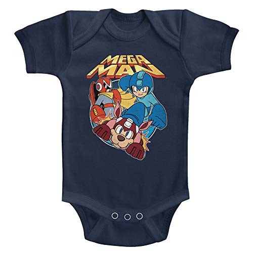 Mega Man Capcom Video Game Flat Colors Infant Baby Creeper Snapsuit Romper Navy