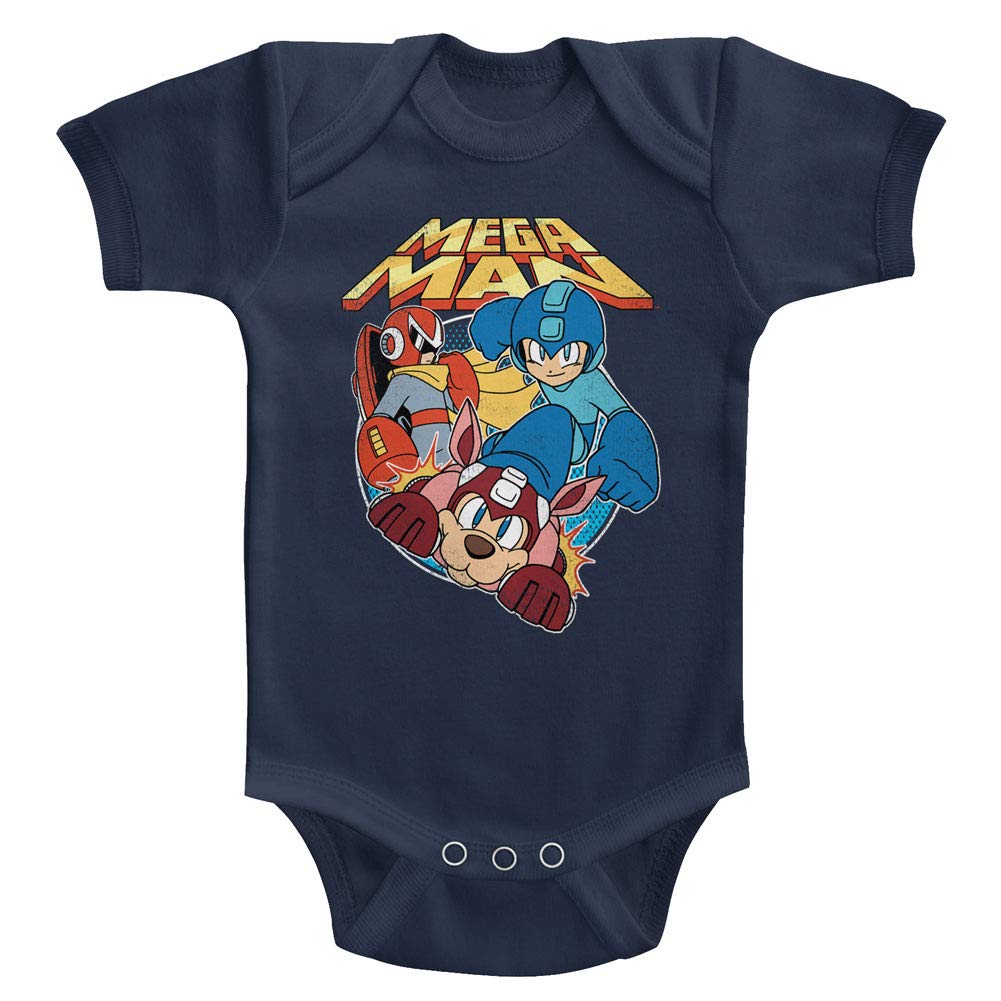 Dress Code Mega Man - unisex-baby Flat Colors Onesie, Size: 12M, Color: Navy