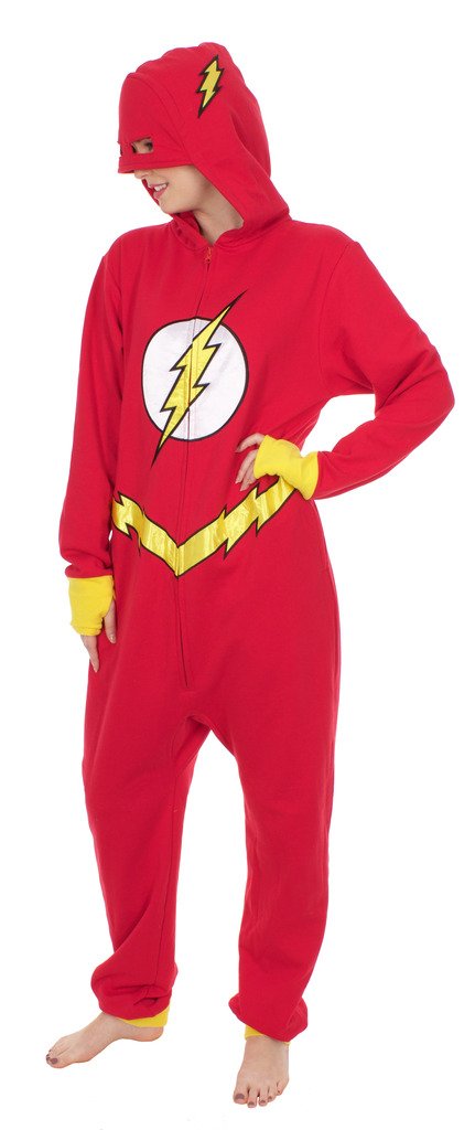 DC Comics The Flash Hooded One Piece Pajama (Adult Large)