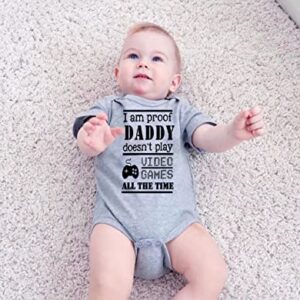 Loveternal I'm Proof Daddy Doesn't Play Video Games Baby Boys Romper Newborn Summer Outfits Jumpsuits for 3-6 Months Onsies Baby Boy Soft Cotton Aunt Onsies Baby Clothes Pregnancy Gift