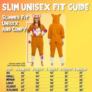 Funziez! Slim Fit Adult Onesie - Animal Halloween Costume - Plush Fruit One Piece Cosplay Suit for Women and Men