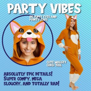 Funziez! Slim Fit Adult Onesie - Animal Halloween Costume - Plush Fruit One Piece Cosplay Suit for Women and Men