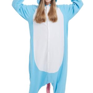 DarkCom Polar Fleece Unicorn Onesie Christmas Pajamas Unisex Adult Cosplay Halloween Costume (Blue) Small