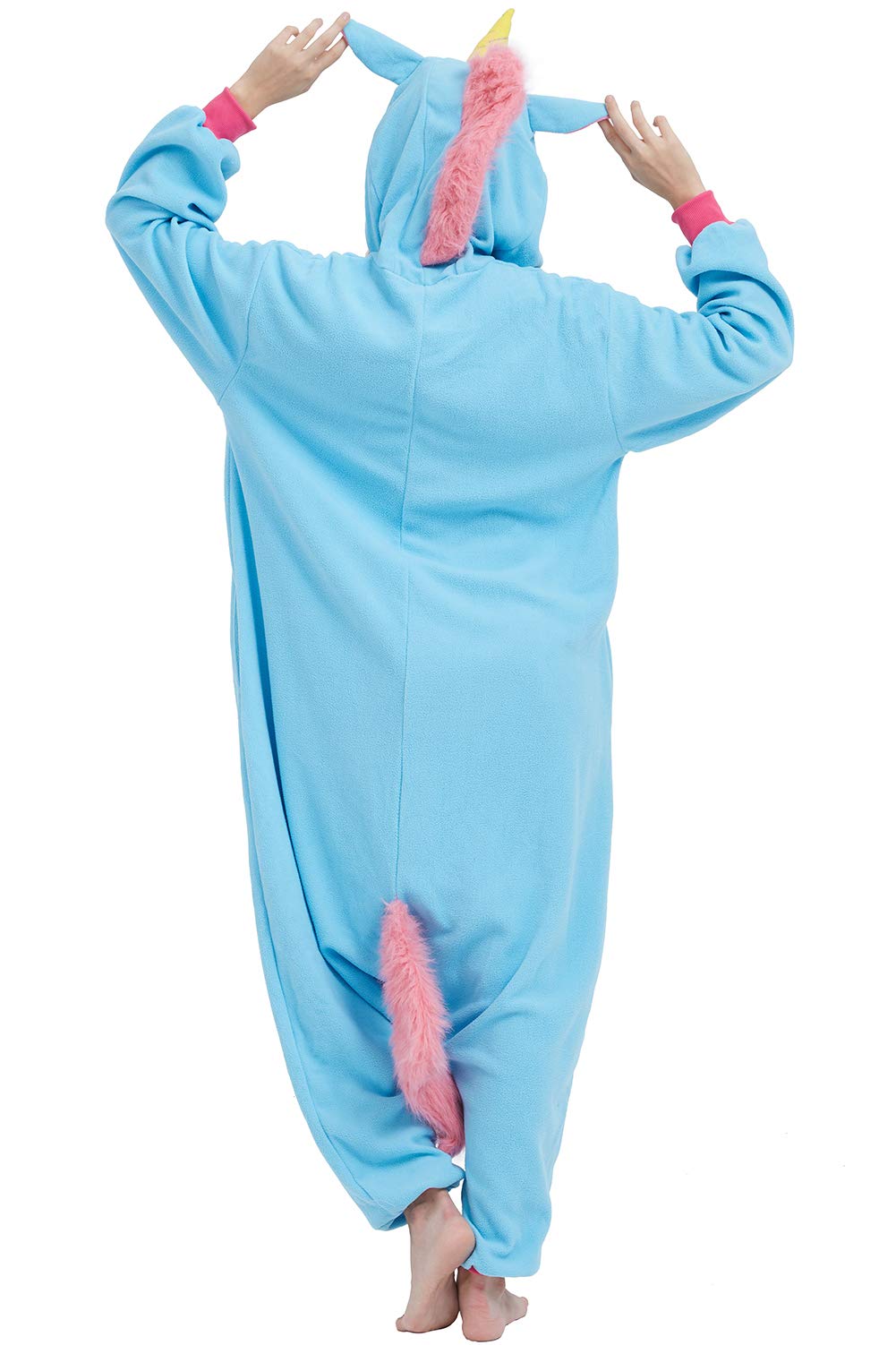 DarkCom Polar Fleece Unicorn Onesie Christmas Pajamas Unisex Adult Cosplay Halloween Costume (Blue) Small