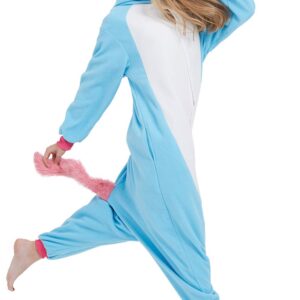 DarkCom Polar Fleece Unicorn Onesie Christmas Pajamas Unisex Adult Cosplay Halloween Costume (Blue) Small