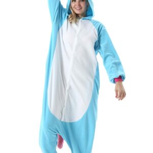 DarkCom Polar Fleece Unicorn Onesie Christmas Pajamas Unisex Adult Cosplay Halloween Costume (Blue) Small