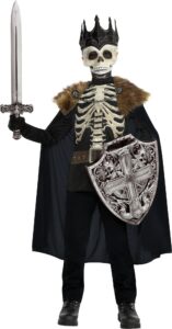 party city dark king halloween costume for boys, large (12-14), includes printed shirt, mask with crown and cape