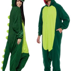 Funziez! Dinosaur Costume - Trex Cosplay - Reptile One Piece Pajama (Green Dinosaur, L)