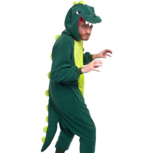 Funziez! Dinosaur Costume - Trex Cosplay - Reptile One Piece Pajama (Green Dinosaur, L)