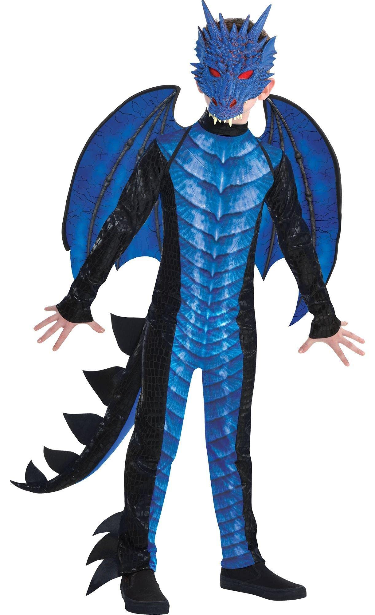 Amscan Deadly Dragon Costume for Boys, Includes Jumpsuit, Tail, and Mask, Medium