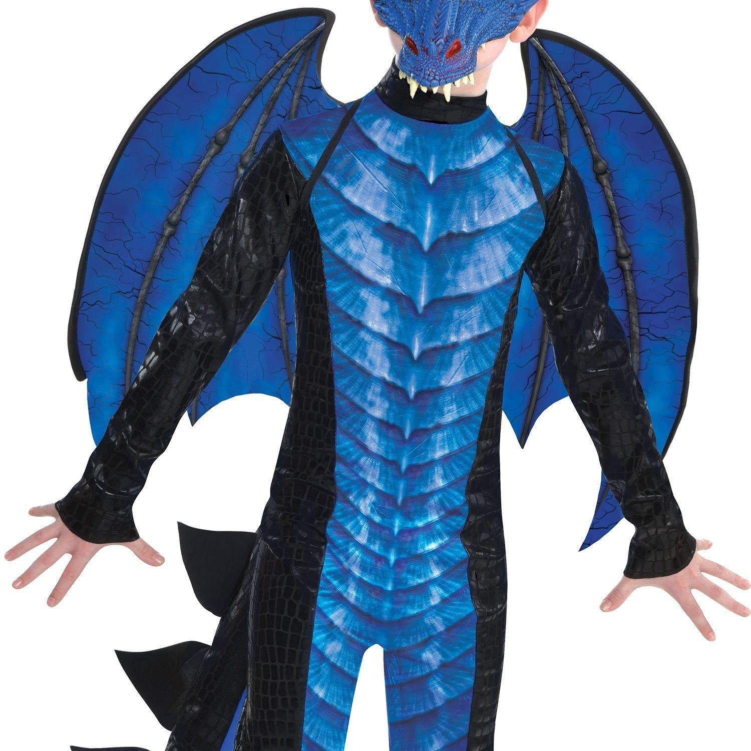 Amscan Deadly Dragon Costume for Boys, Includes Jumpsuit, Tail, and Mask, Medium