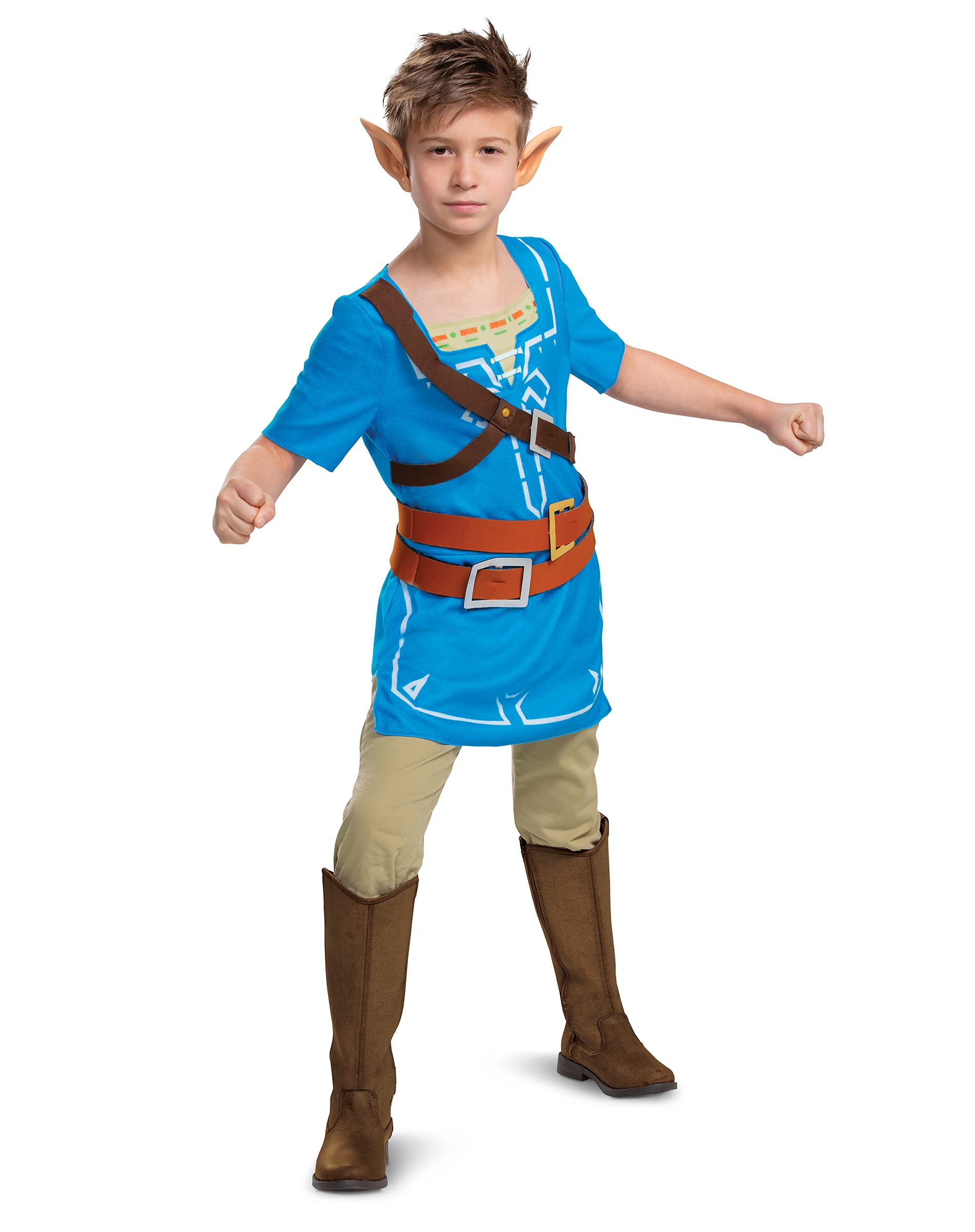 Link Costume for Kids, Official Zelda Breath of The Wild Costume, Classic Child Size Medium (7-8) Multicolored