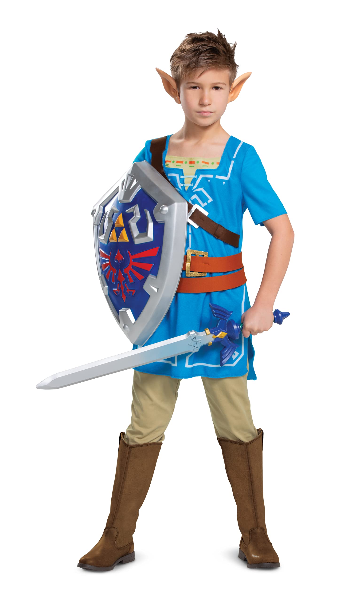 Link Costume for Kids, Official Zelda Breath of The Wild Costume, Classic Child Size Medium (7-8) Multicolored