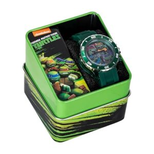 Ninja Turtles Kids' Digital Watch with Green Bezel, LED Lights, Green Strap - With Ninja Turtles on Dial, Safe for Children