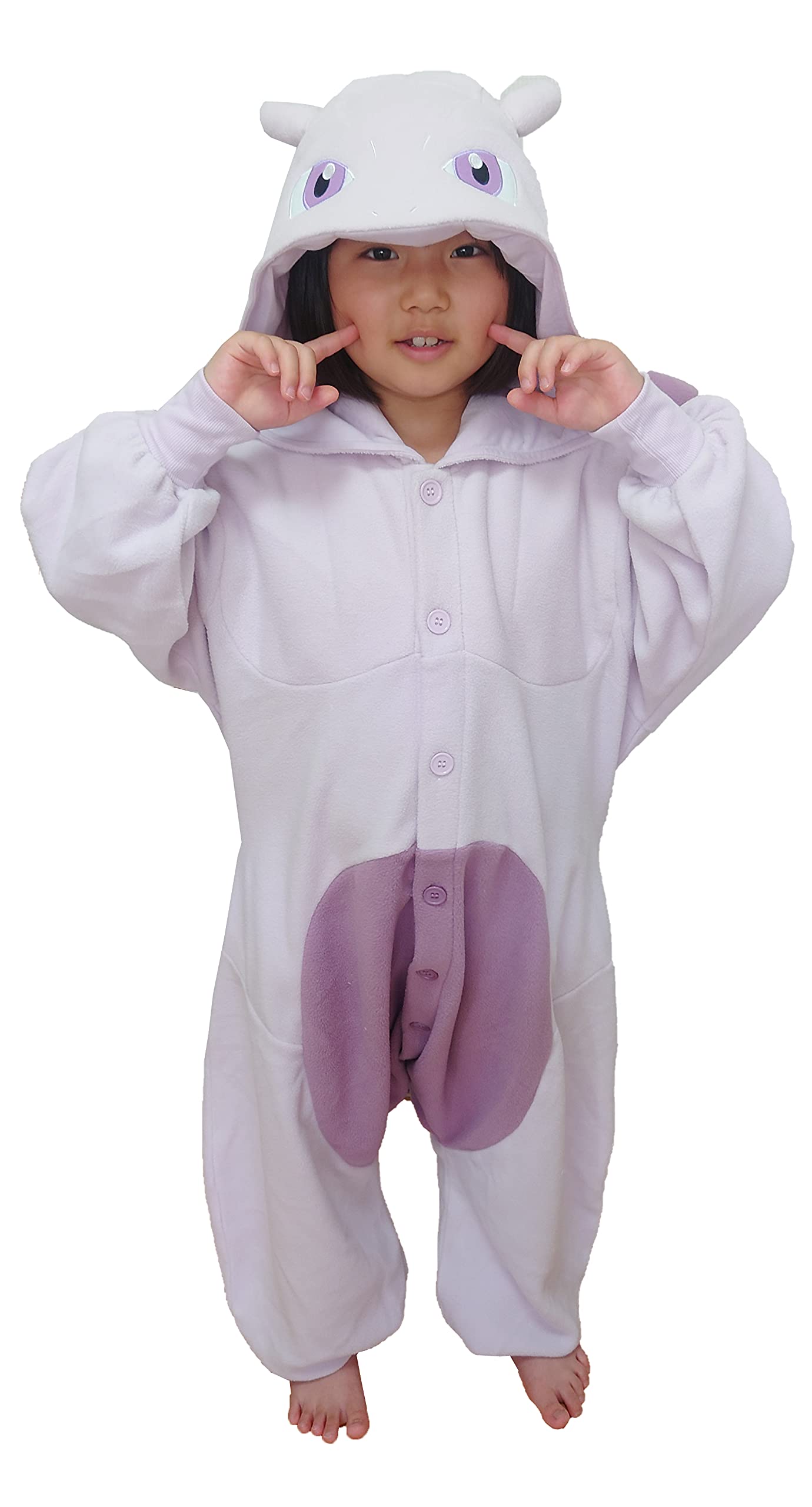 SAZAC Kigurumi - Pokemon - Mewtwo - Onesie Jumpsuit Halloween Costume -Kids Size (5-9 Year Old) Purple