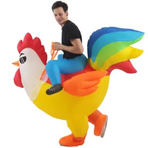 KOOY Inflatable Costume Adult,Halloween Costumes Women Men Rooster Ride On Chicken Costume,Halloween Costumes Blow up Costumes