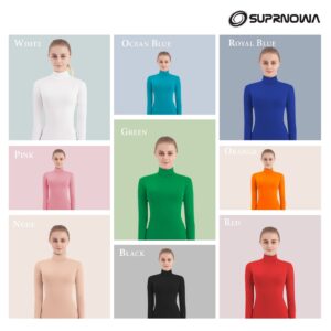 SUPRNOWA Full Body Unitard Turtleneck Spandex Footless Long Sleeve Bodysuit Unisex (Medium, Black)