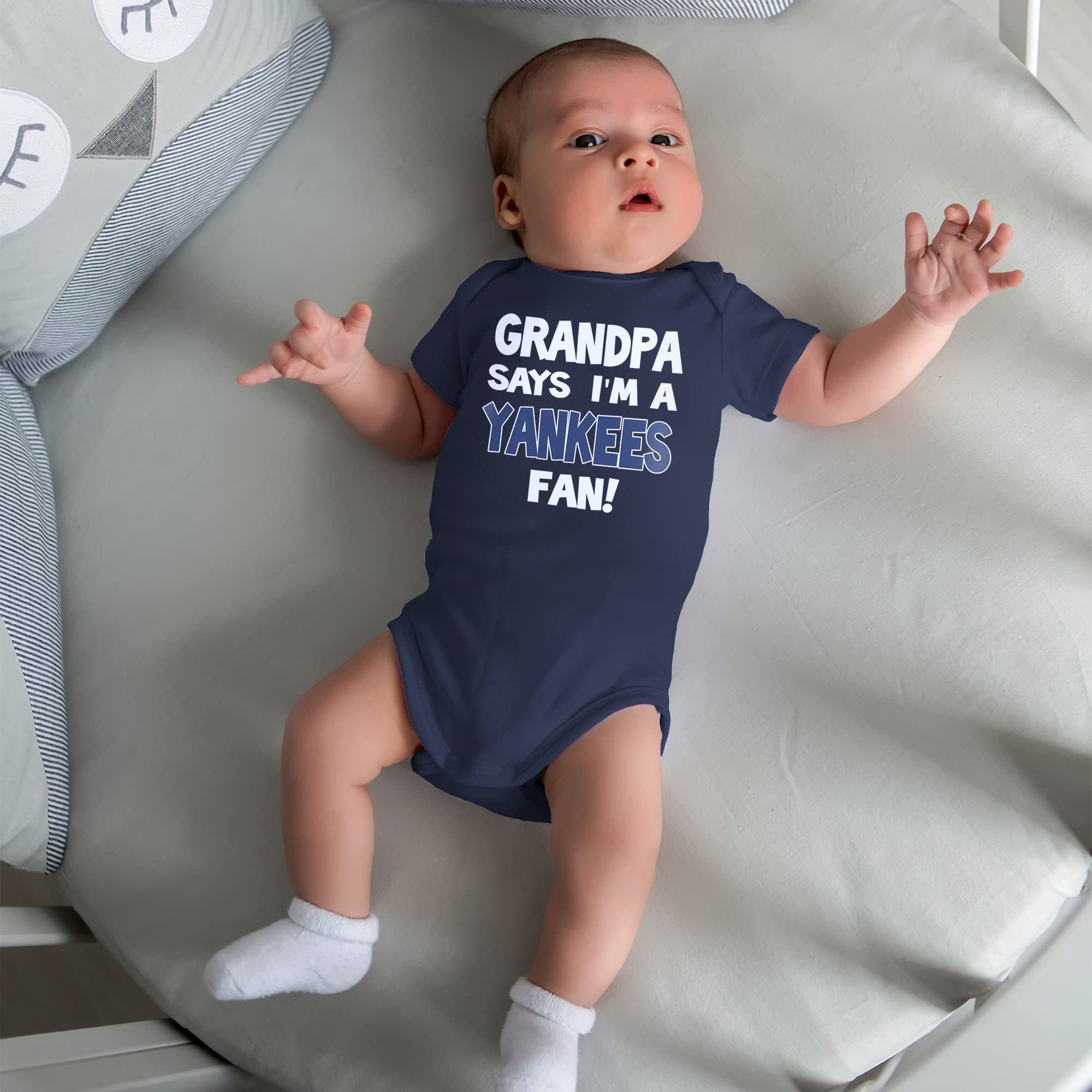 NanyCrafts Baby's Grandpa says I'm a Yankees Fan Bodysuit 18 Months Navy