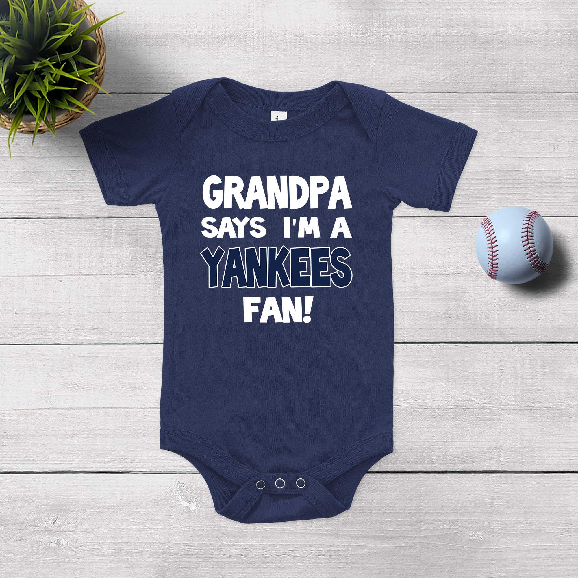 NanyCrafts Baby's Grandpa says I'm a Yankees Fan Bodysuit 18 Months Navy