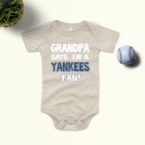 NanyCrafts Baby's Grandpa says I'm a Yankees Fan Bodysuit 18 Months Navy