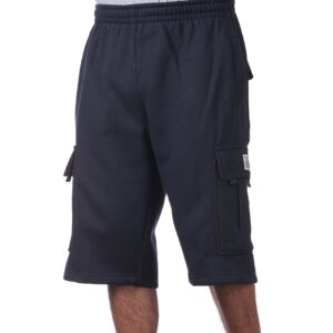 Pro Club Men's Fleece Cargo Short, Navy, X-Large