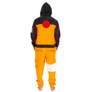 Ripple Junction Naruto Cosplay Halloween Costume Jumpsuit Pajamas with Hood for Unisex Adults Orange