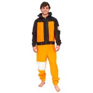 Ripple Junction Naruto Cosplay Halloween Costume Jumpsuit Pajamas with Hood for Unisex Adults Orange