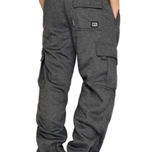 DREAM USA Men's Heavyweight Fleece Cargo Sweatpants, Charcoal, 5X-Large