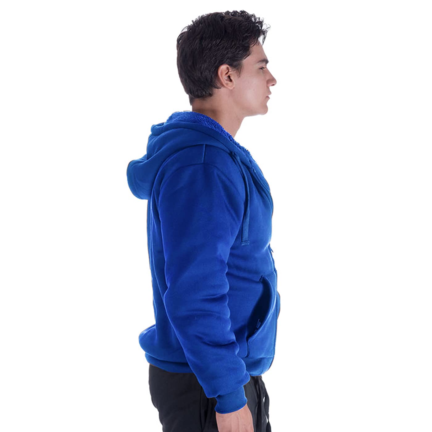 Gary Com Hoodies for Men Heavyweight Fleece Sweatshirt - Full Zip Up Thick Sherpa Lined Winter Warm Sweatshirts Work Jackets With Pocket,Royal Blue L