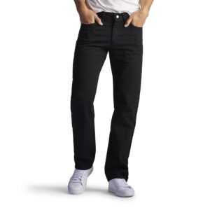 lee men's regular fit straight leg jean, double black, 40w x 30l