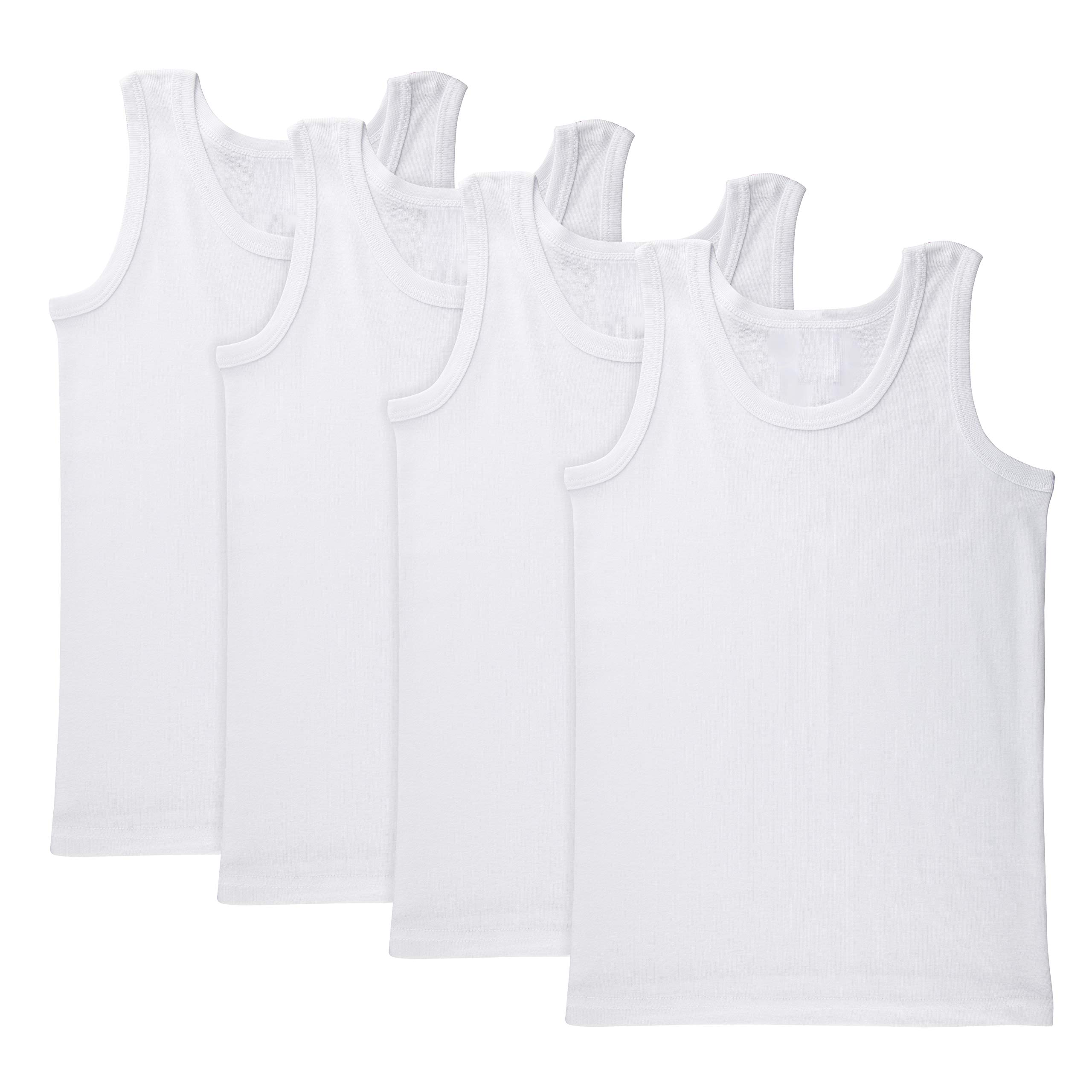 Brix Boys Undershirt Tank Top - White Tagless 100% Cotton Super Soft 4 Pack Novelty.