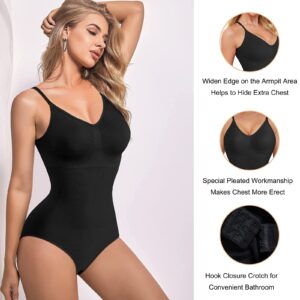 AOSBOEI Women Bodysuit Tops Shapewear Seamless Tummy Control Slimming Waist V Neck Sculpting Jumpsuits Body Shaper