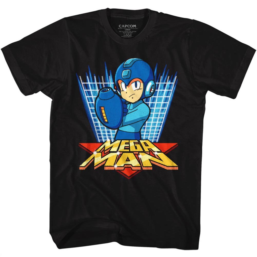 Mega Man Capcom Video Game Megagrid Black Adult T-Shirt Tee