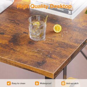 ODK Computer Desk Large Office Desk, 63 Inch Writing Desk with Storage, Modern PC Desk Work Table with Headphone Hook for Home Office, Spliced Tabletop, Rustic Brown