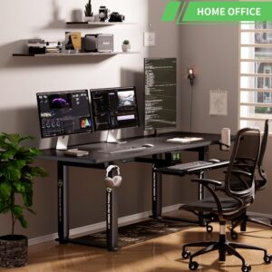 Klobel X-Win Electric Height Adjustable Standing Desk, 71" x 31.5" Inch 4-Leg Ergonomic Sit to Stand Desk for Home Office, Powerful Dual Motor Work Desk, Carbon Fiber Textured Black