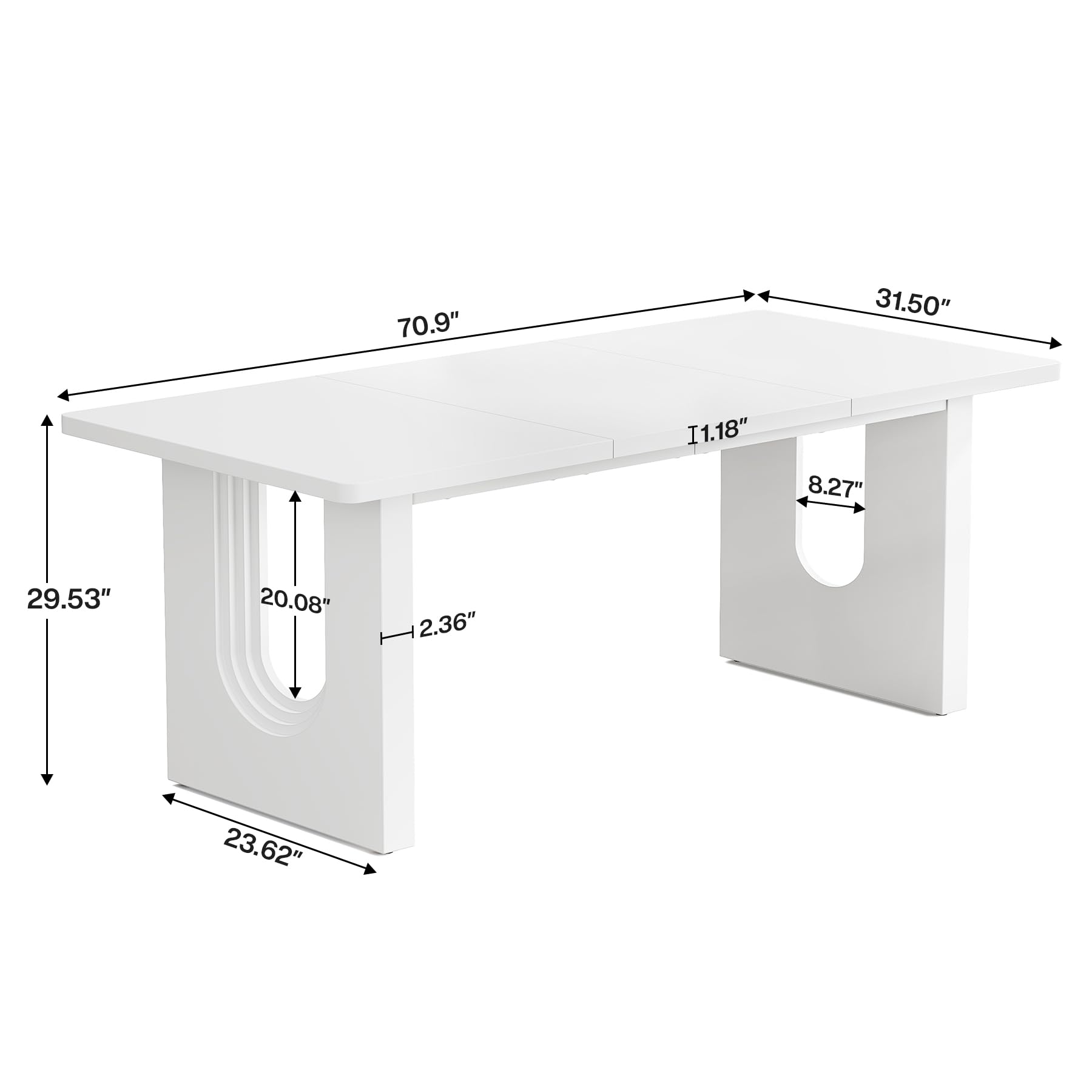 Tribesigns Modern Executive Desk, 70.9" Large Office Computer Desk, Conference Table Meeting Room Table, Simple Workstation Business Furniture for Home Office, White